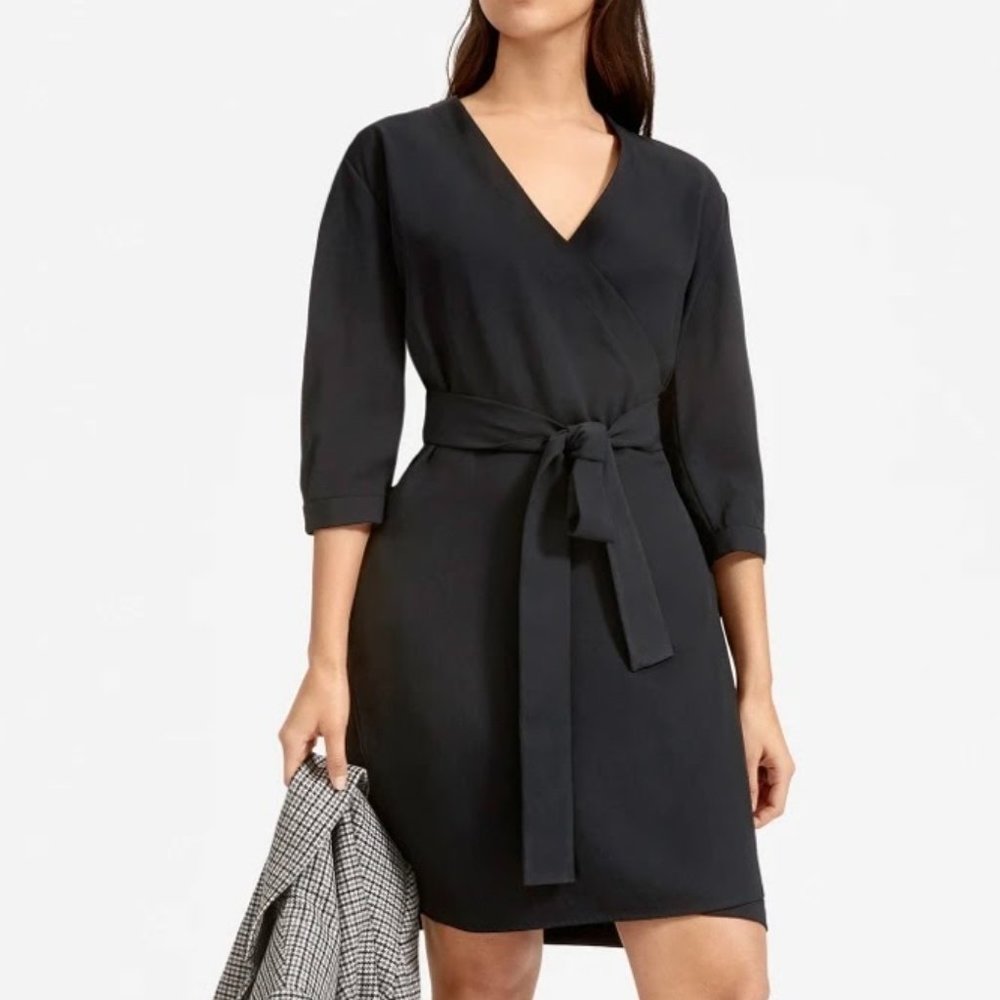 Everlane Japanese GoWeave Long Sleeve Mini Wrap Dress